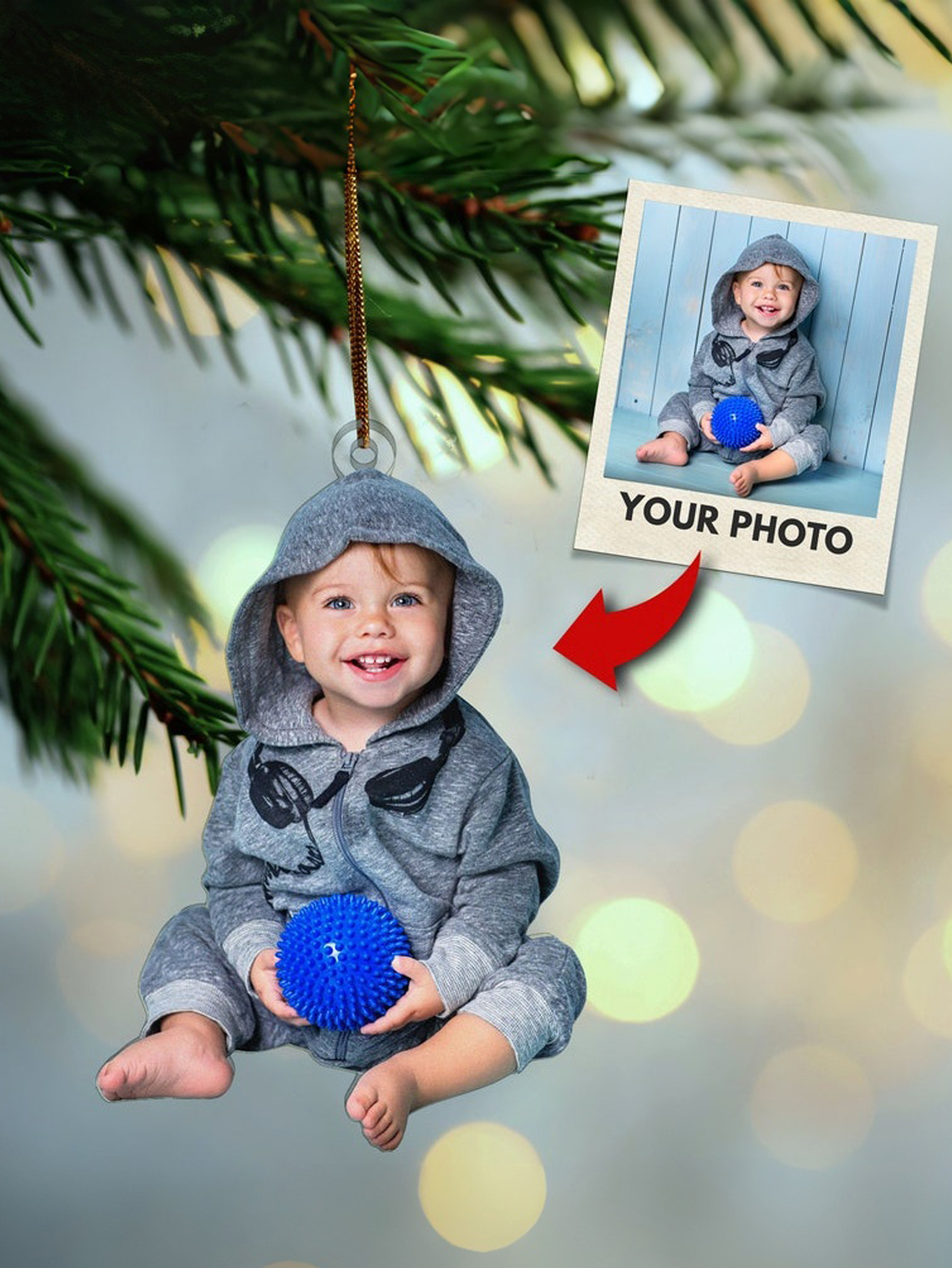 Custom Baby Christmas Photo Ornament